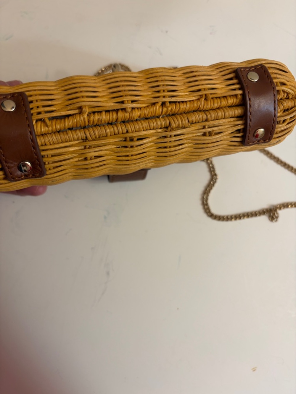 J Crew Rattan clutch purse with chain strap - Picture 8 of 11